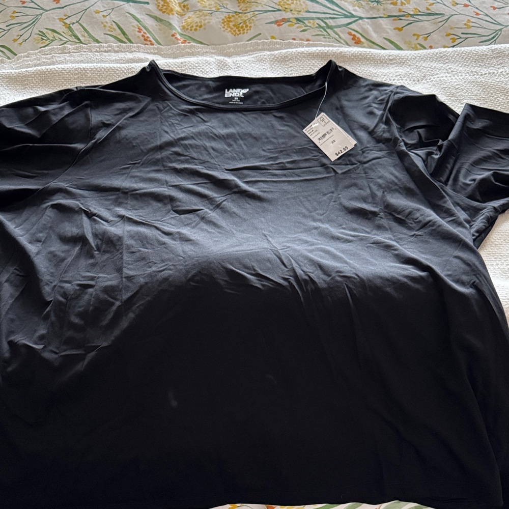 Lands' End Black Long sleeved swim shirt